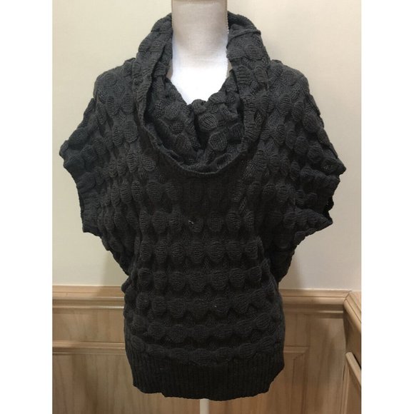 NWT~Derek Heart Body Central Cowl Neck Short Sleeve Sweater ~ Size Medium ~ Gray - Picture 1 of 9